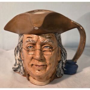 Vintage Benjamin Franklin Character Toby Mug Figural Ceramic Pitcher